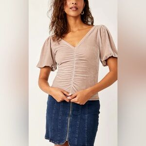 Free People Cupcake Velvet Top Women’s Size XS NWOT Short Sleeve Spring